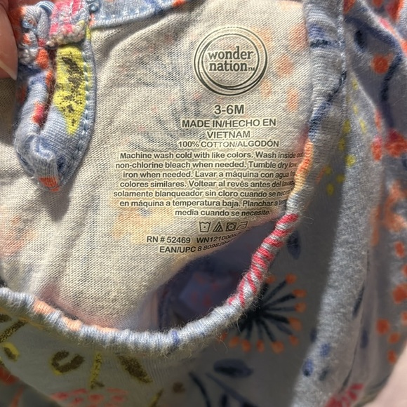 Wonder Nation Baby Girl’s Blue Dress with Spring Floral Pattern Size 3-6 Months - Picture 4 of 4